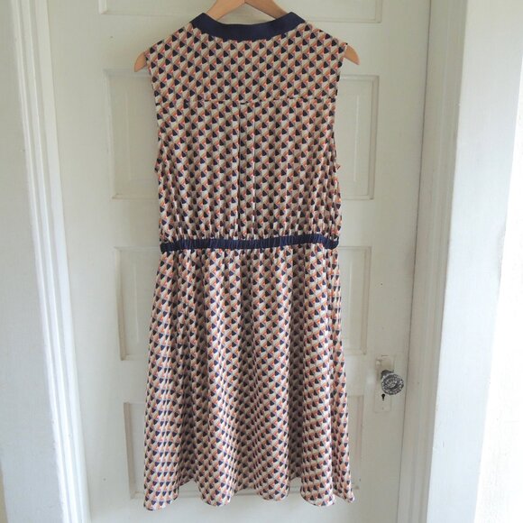 Pink Martini Blue & Orange Geo Print Retro Dress S *Runs L - Picture 7 of 10